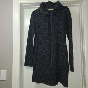 Chiaramente wool blend open cardigan gray black pattern